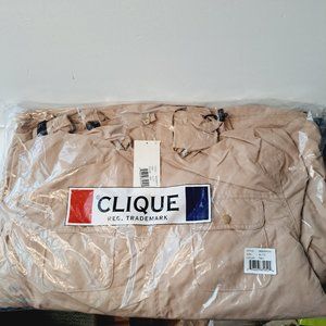 NWT Clique Mens Jacket Sizes XL/TG Tan Zip Up Rain Pockets Outdoor w hood